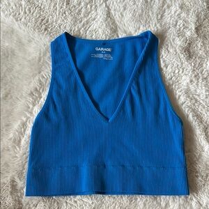 Garage Women's Blue Ribbed Tank Top